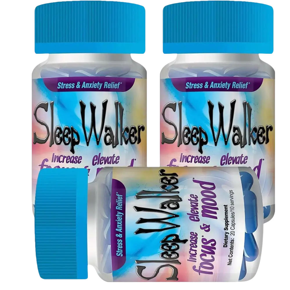 80 Capsules Sleep Walker Mood Enhancer 4 Bottles of 20 Red Dawn Pill Caps - Dietary Supplement