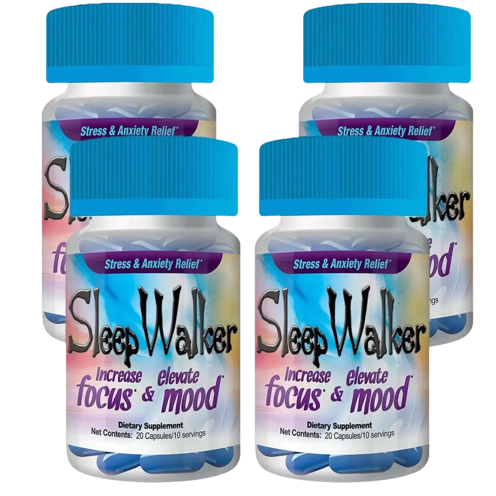 80 Capsules Sleep Walker Mood Enhancer 4 Bottles of 20 Red Dawn Pill Caps - Dietary Supplement