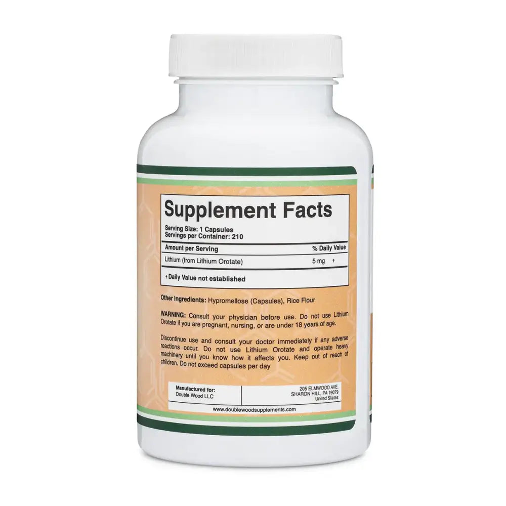 Lithium Orotate 5mg – Mood & Sleep Support Supplement (210 Capsules) - Dietary Supplement