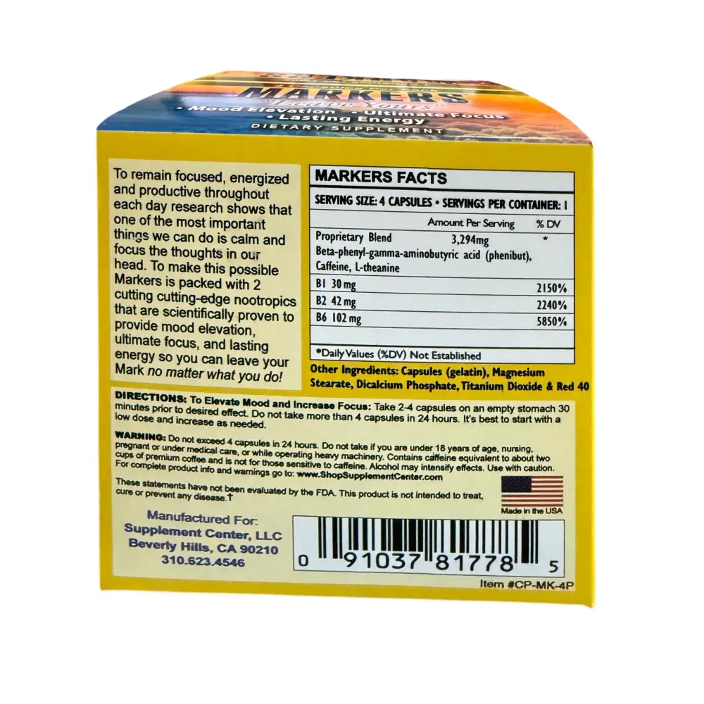 Markers ’Leave Yours’ – Mood Focus & Energy Capsules (12 Pack) - Dietary Supplement
