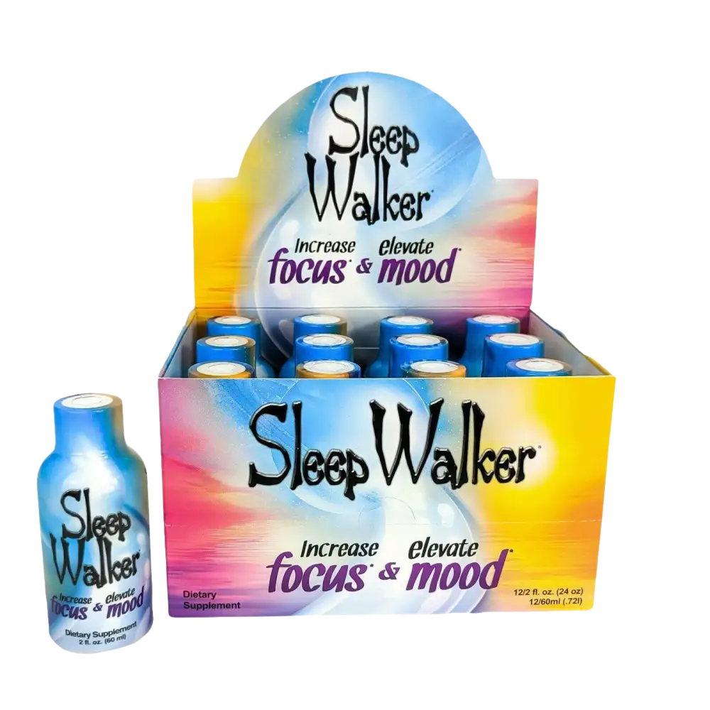 Sleep Walker Shots Focus & Mood Optimizer Full Box 12 Bottles 2oz - Dietary Supplement