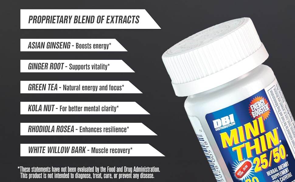 Mini Thin Energy Booster 25/50 – 30 Count Capsules (4 Pack) - XDeor