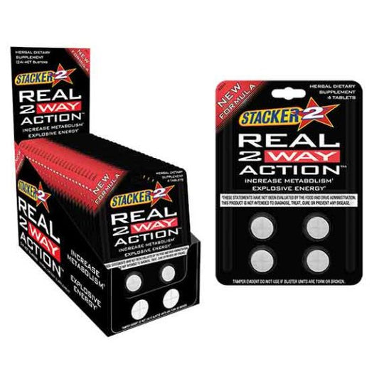 Stacker 2 Real 2-Way Action Energy & FAT – 4 ct × 24 Cards (96 Tablets)