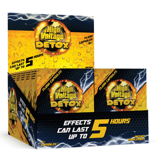 High Voltage Detox Fast Flush Capsules – 12 Box Display of 6 Capsules Per Box