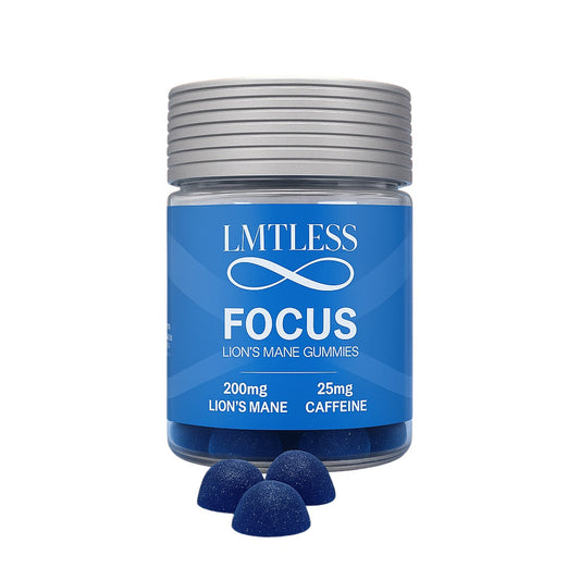 LMTLESS Focus Gummies – Blue Razz | Lion’s Mane + Caffeine (10-count)