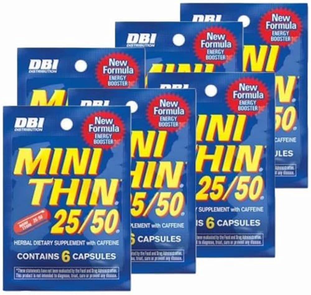 Mini Thin 25/50 Energy Box – 12 Packs (6 Capsules per Pack) | Two-Way Action Energy Pills