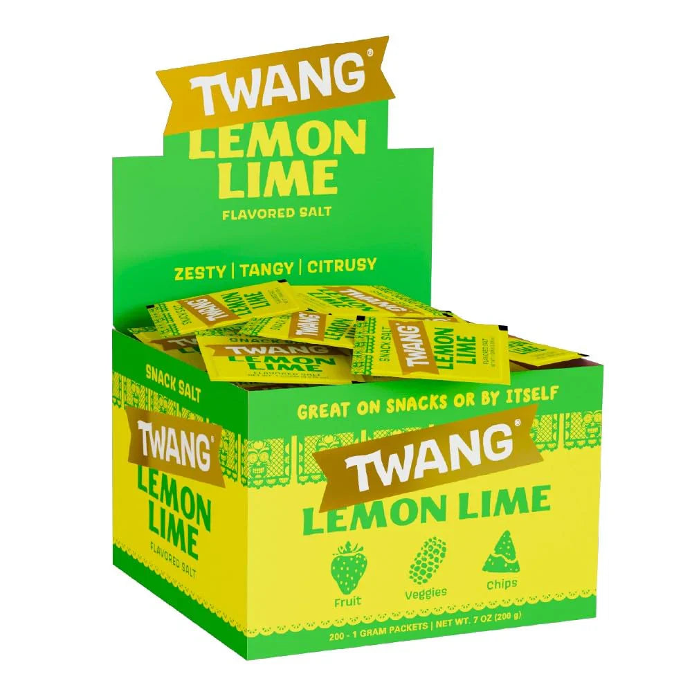 Twang Twangerz Snack Topping, Lemon Lime Flavor – 1g Packets (200 Count) | Tangy & Citrusy Snack Seasoning