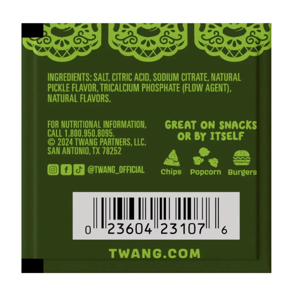 Twang Twangerz Snack Topping, Pickle Flavor – 1g Packets (200 Count) | Bold & Tangy Snack Seasoning