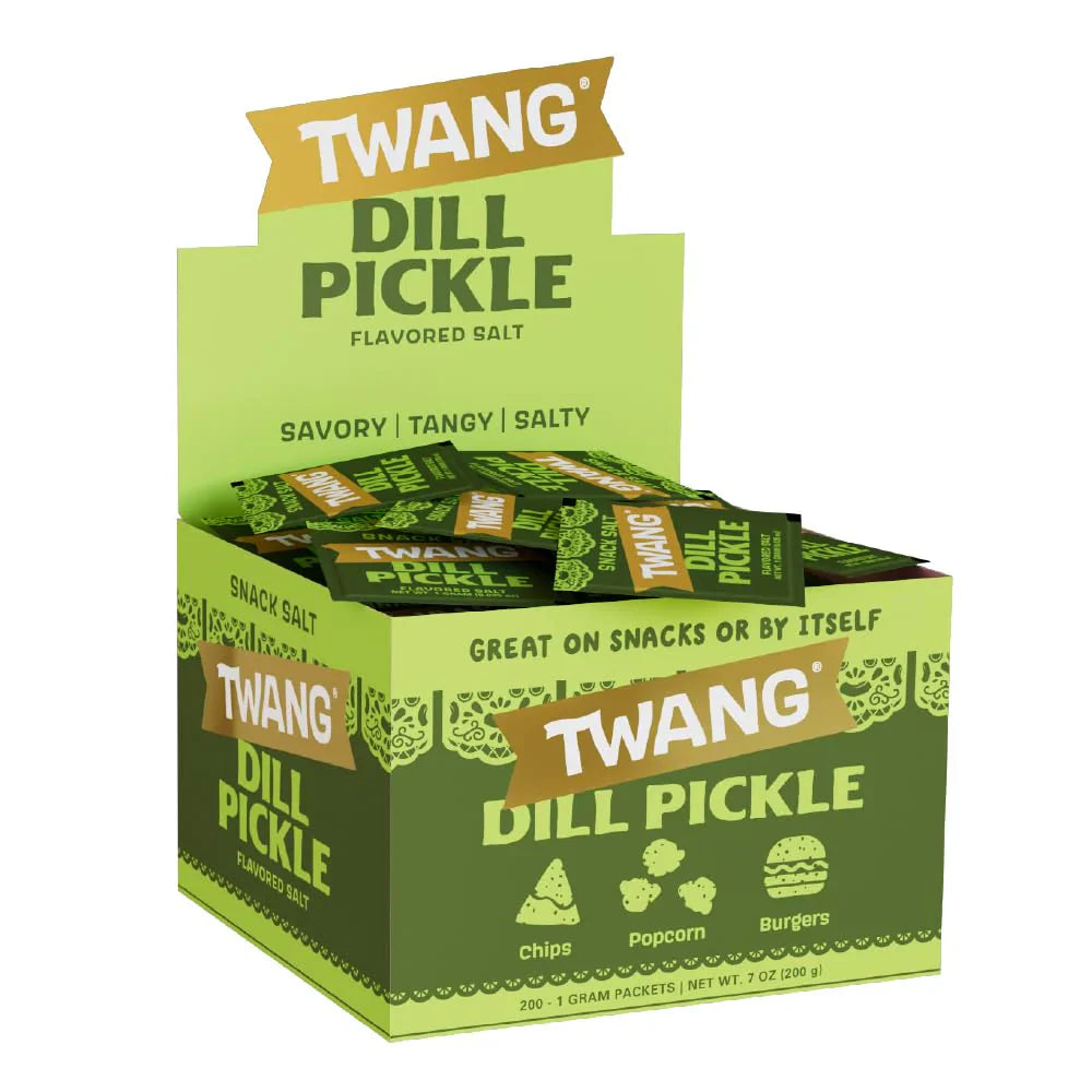 Twang Twangerz Snack Topping, Pickle Flavor – 1g Packets (200 Count) | Bold & Tangy Snack Seasoning