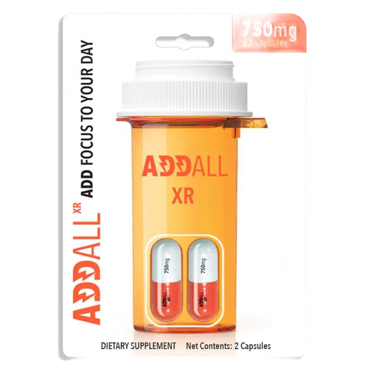 ADDALL XR 750mg Focus & Energy Support Capsules – 6 Pack Box (12 Count)