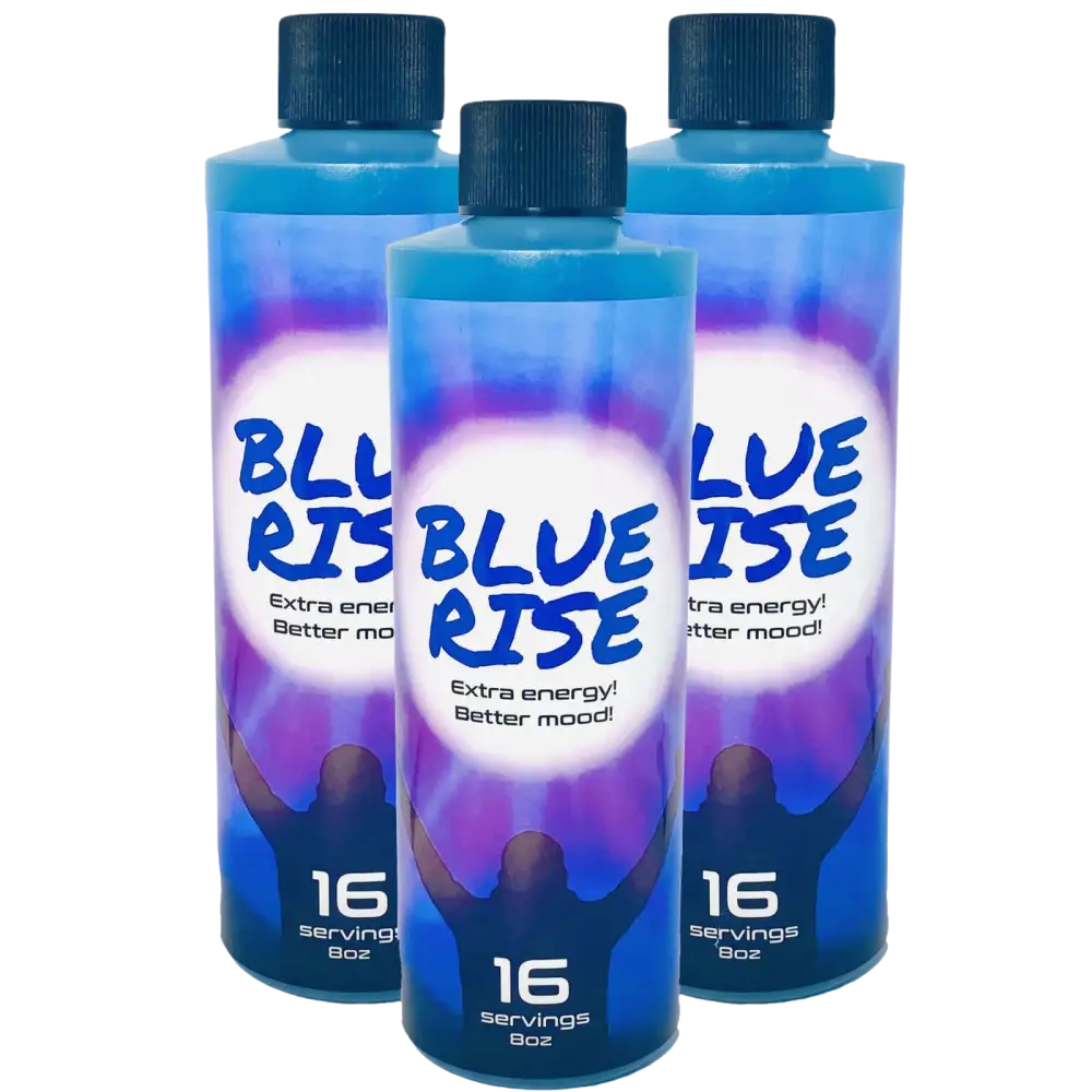 8oz Blue Rise Extra Mood Energy Red Dawn Formula Party Drink 4 Bottles - Dietary Supplement