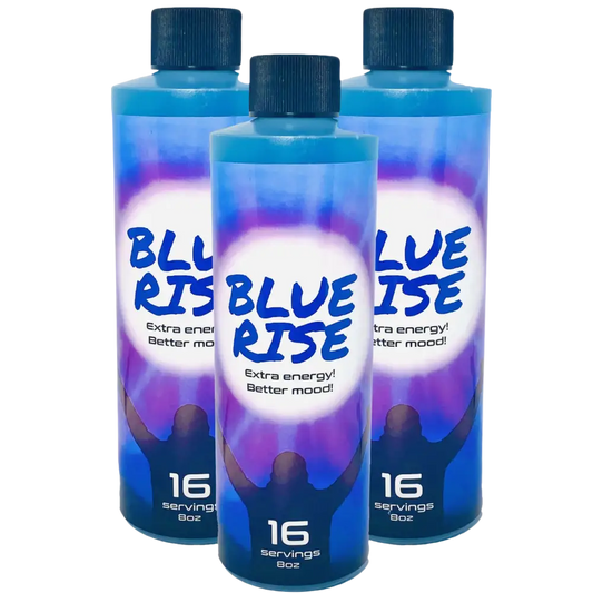 8oz Blue Rise Extra Mood Energy Red Dawn Formula Party Drink 4 Bottles - Dietary Supplement