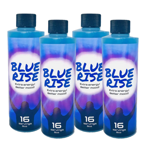 Blue Rise Extra Energy Drink 8 oz – Better Mood Liquid Energy Supplement (4 Bottles)