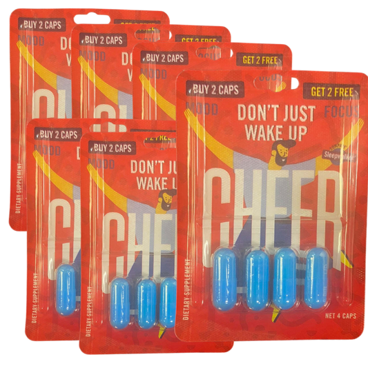 4 Count CheerUp Capsule | 6 Blister Pack | Energy, Focus & Mood Support Original Sleep Walker Formula