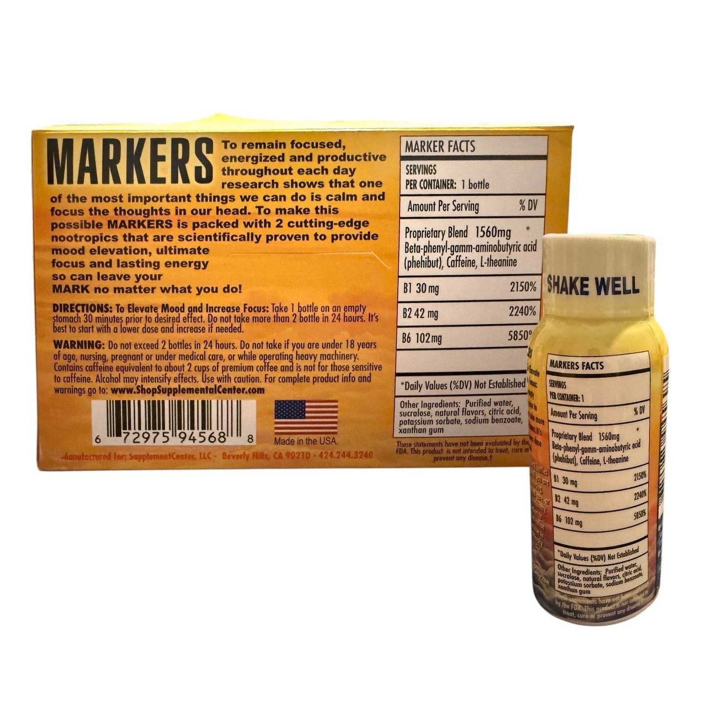 Markers Mood Elevation Ultimate Focus & Lasting Energy | 12-Pack Box (2oz Shots) - XDeor