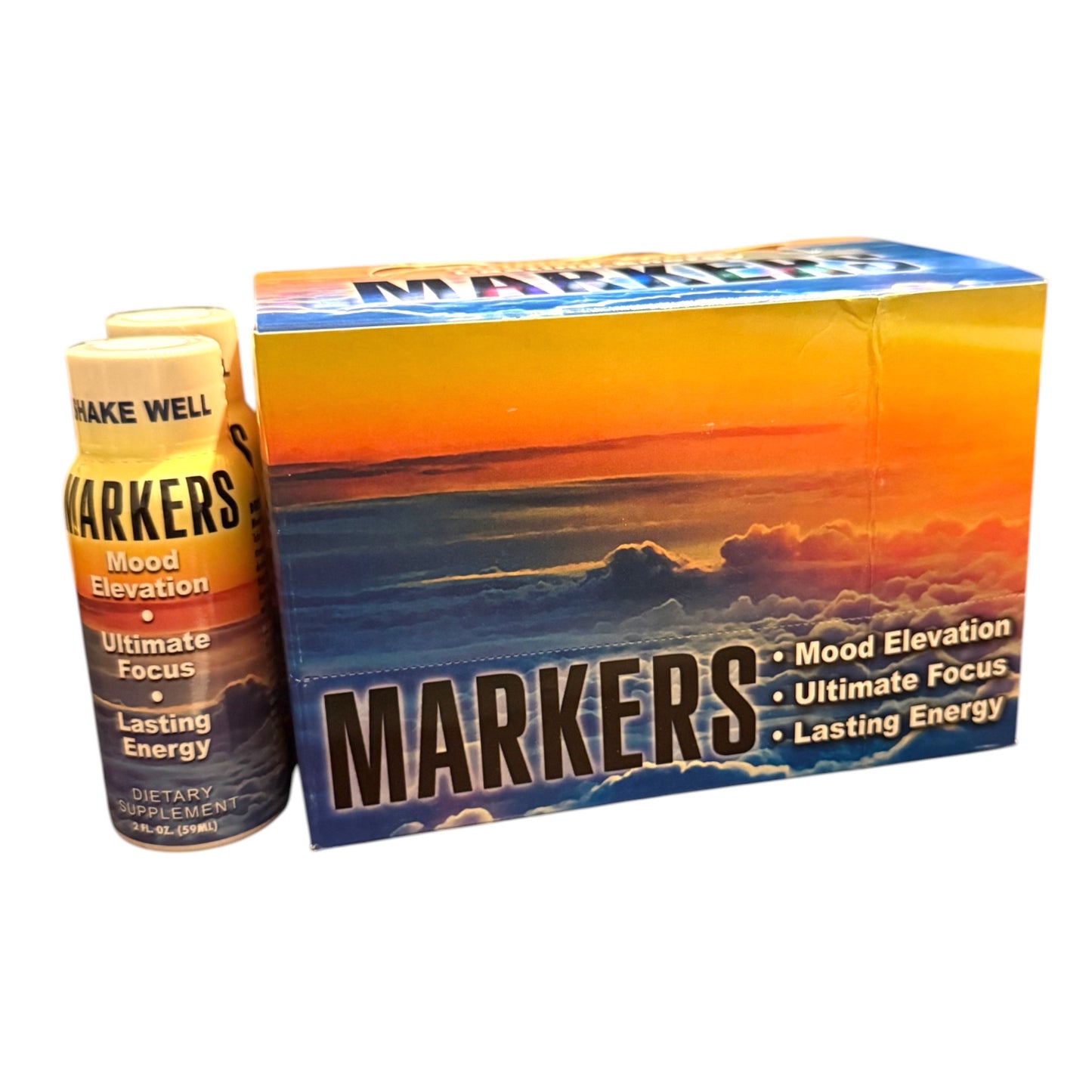 Markers Mood Elevation Ultimate Focus & Lasting Energy | 12-Pack Box (2oz Shots)