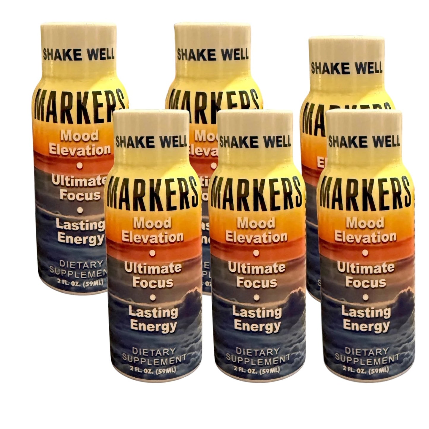 Markers Mood Booster Ultimate Focus and Lasting Energy 2oz Shots | 6 Pack