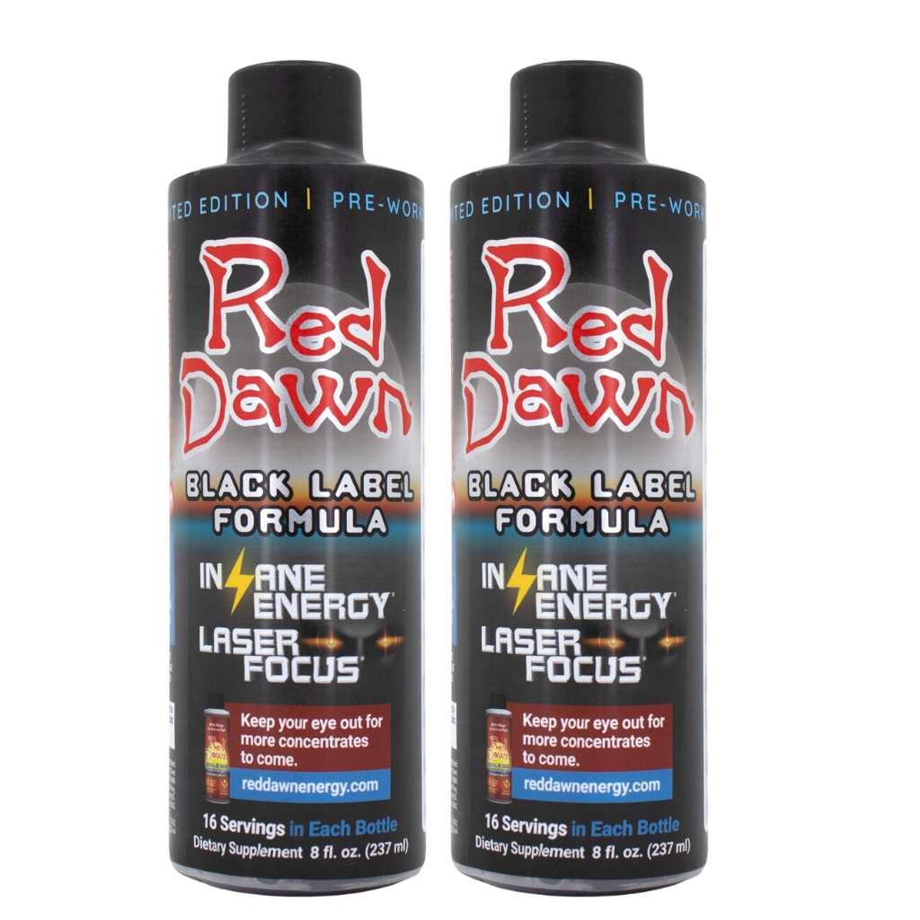 Red Dawn Black Label Formula 8oz Bottle – 2 Pack of 16 Servings | Energy, Focus & Mood Support