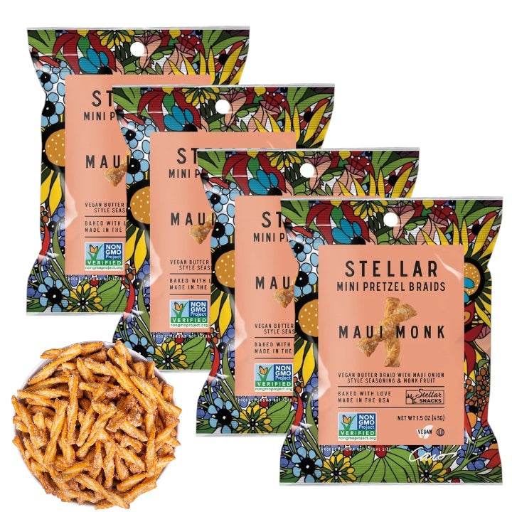 4-Pack Stellar Pretzel Braids – Maui Monk (1.5oz Each) | Vegan Snack Made in USA - XDeor