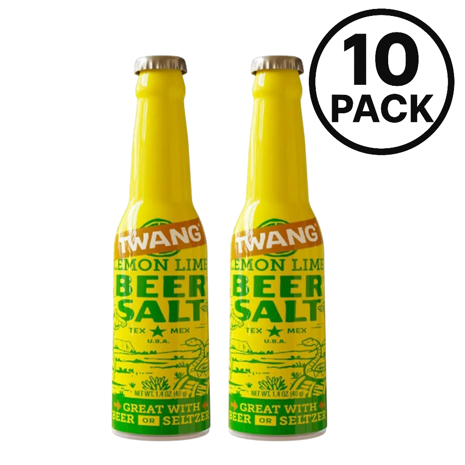 Twang Lemon Lime Beer Salt – 1.4 oz Bottles (10 Bottles) | Classic Citrus Seasoning for Beer, Veggies & Meats