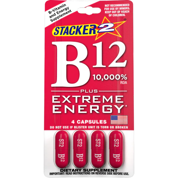 Stacker 2 B12 10,000% – Extreme Energy Capsules 6 Pack 24 Capsules