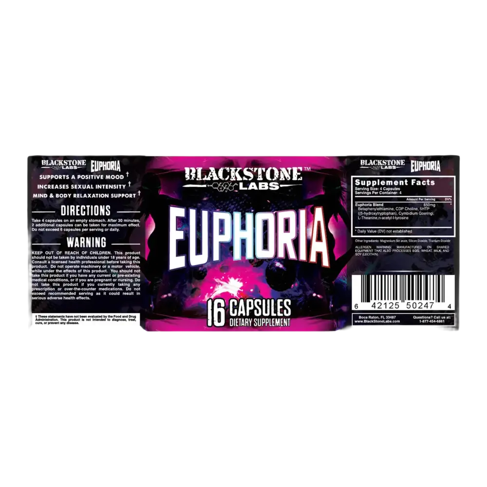 Blackstone Labs Euphoria – Natural Mood Booster & Hangover-Free Relaxation (16 Count) - Dietary Supplement