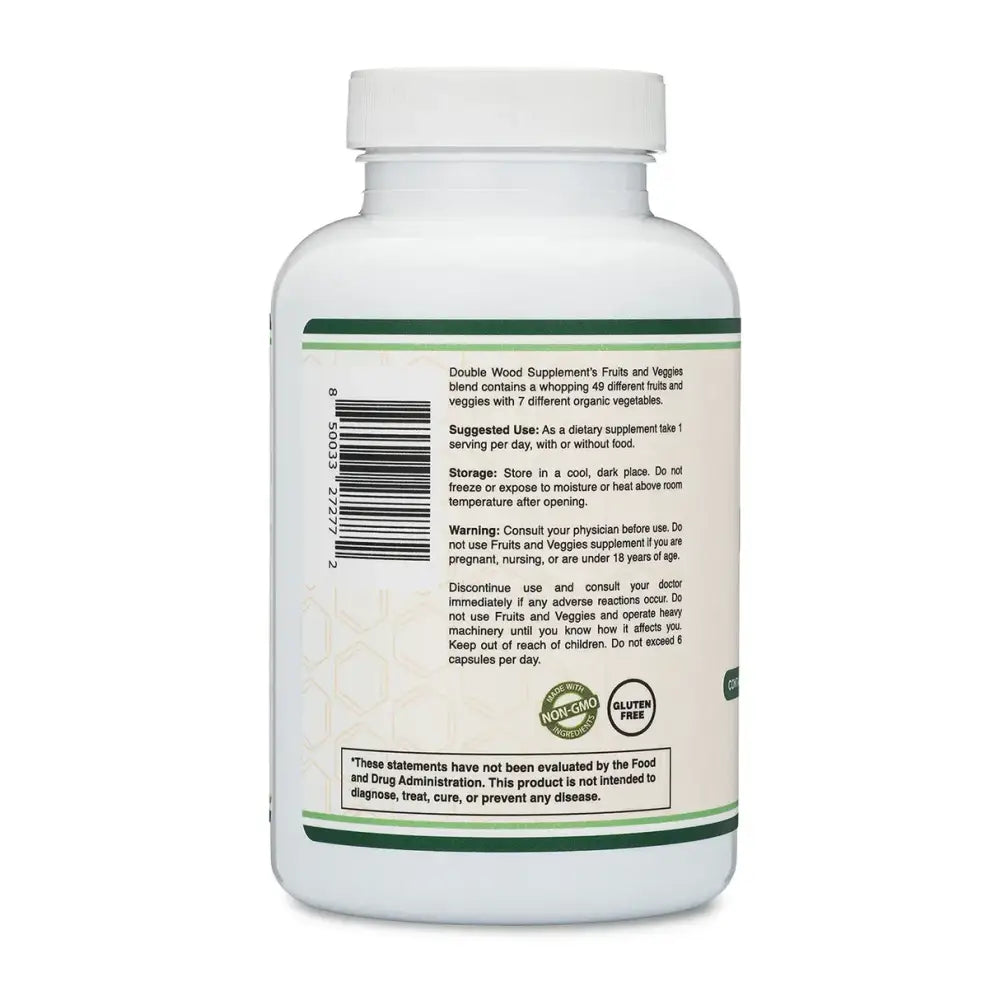 Fruits & Vegetables Supplement – 1,500mg of 49 Fruits & Veggies (100 Capsules) - Dietary Supplement