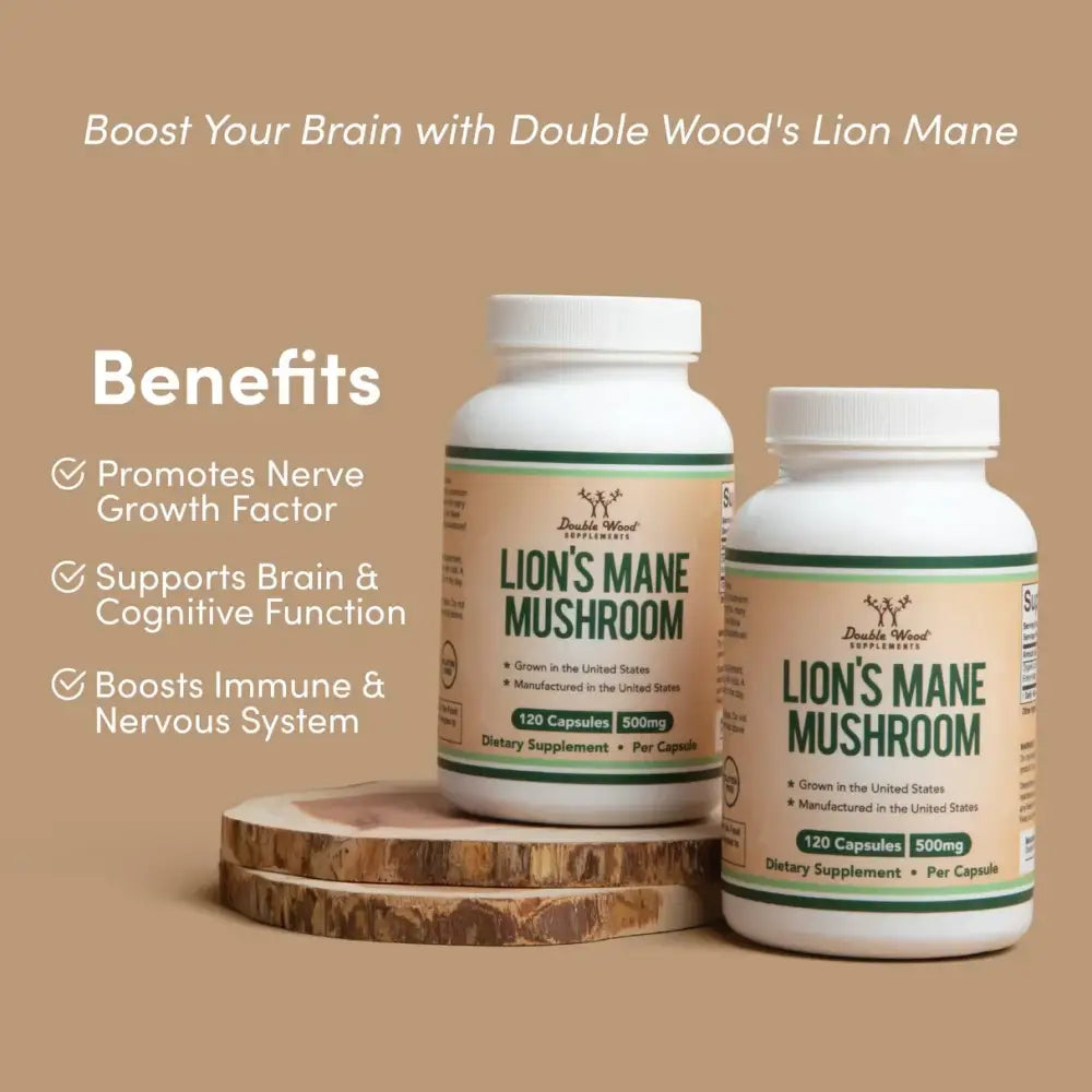 Lion’s Mane Mushroom Capsules – Brain Nerve and Immune Support – 120 Capsules - Dietary Supplement