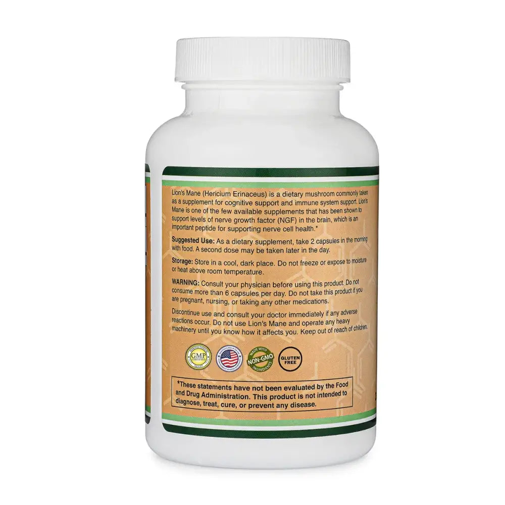 Lion’s Mane Mushroom Capsules – Brain Nerve and Immune Support – 120 Capsules - Dietary Supplement