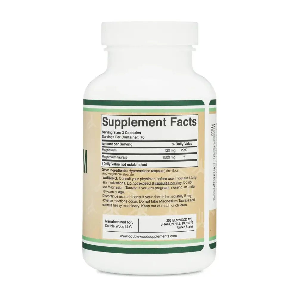 Magnesium Taurate – Supports Cardiovascular & Overall Health (120 Capsules) - Dietary Supplement
