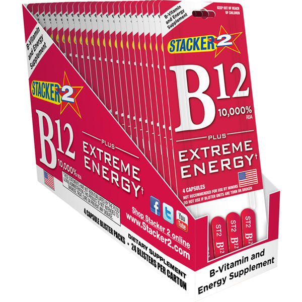 Stacker 2 B12 10,000% – Extreme Energy Capsules 6 Pack 24 Capsules