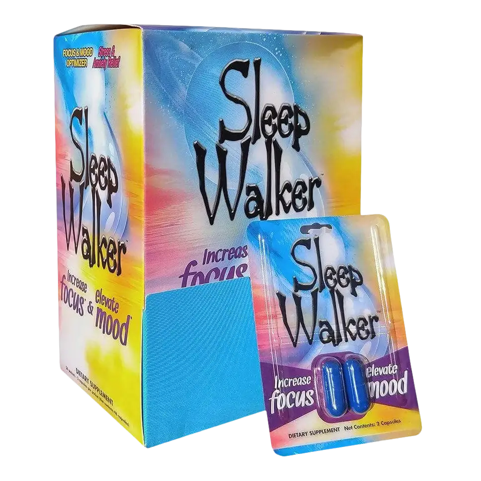 Sleep Walker Capsules Focus & Mood Optimizer Blister - 24 Pack of 2CT Full Box - Dietary Supplement