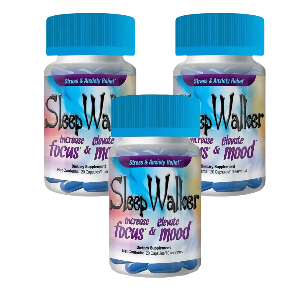 Sleep Walker Mood Enhancer 5 Bottles of 20 Red Dawn Pill Caps 100 Capsules - Dietary Supplement