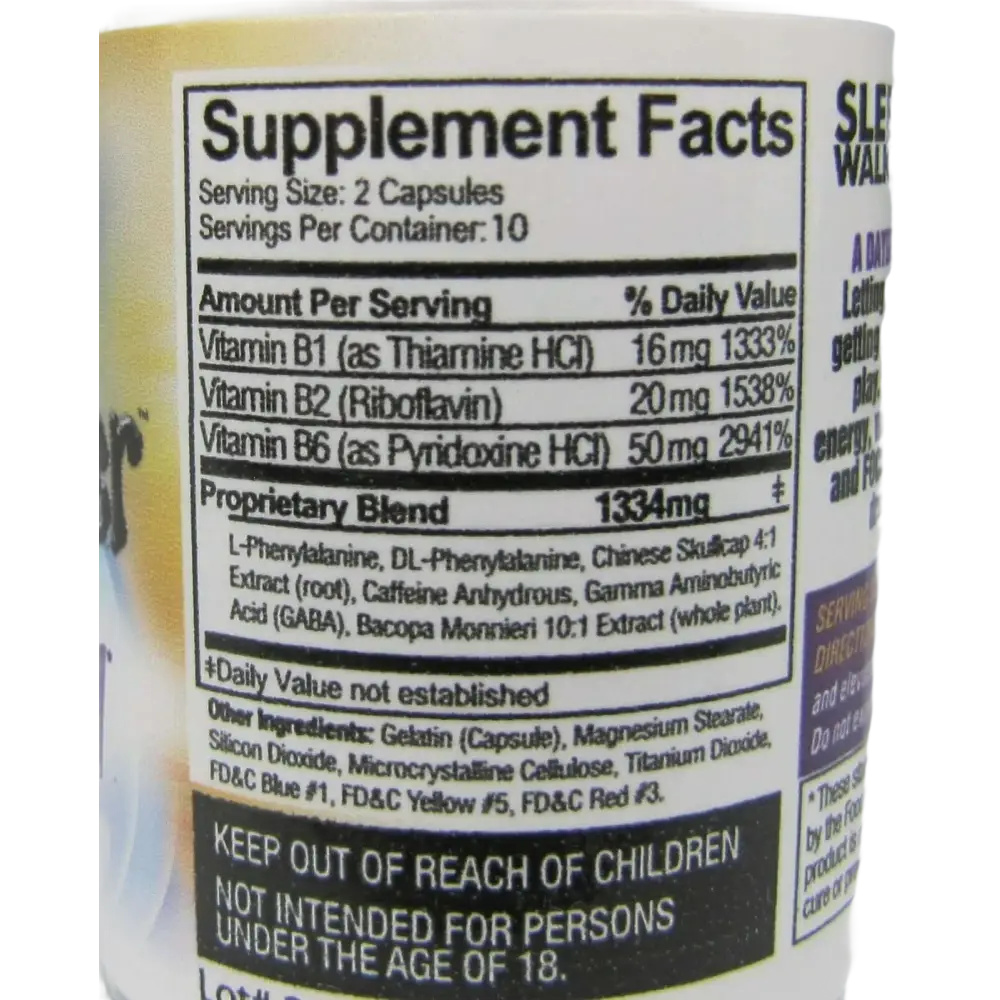 Sleep Walker Mood Enhancer 5 Bottles of 20 Red Dawn Pill Caps 100 Capsules - Dietary Supplement