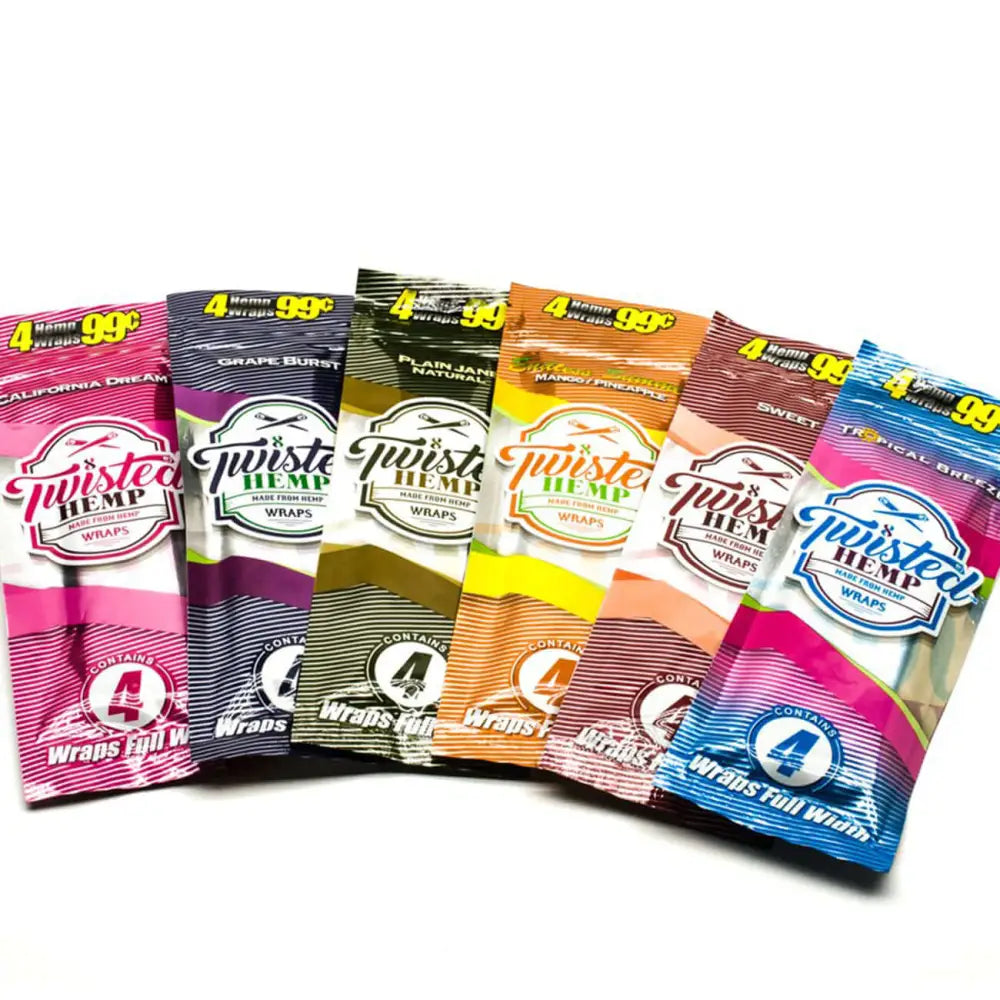 Twisted Hemp Combo 12 Pack Wraps 4 Wraps Each 6 Flavors - Papers and Wraps