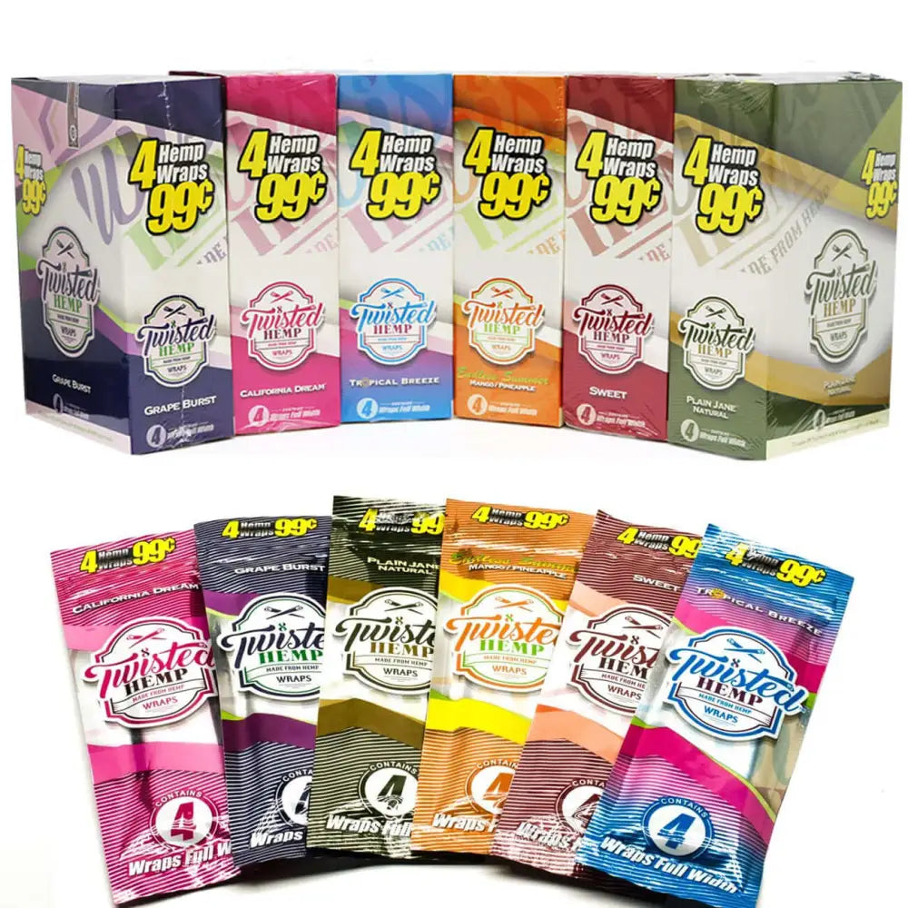 Twisted Hemp Combo 12 Pack Wraps 4 Wraps Each 6 Flavors - Papers and Wraps