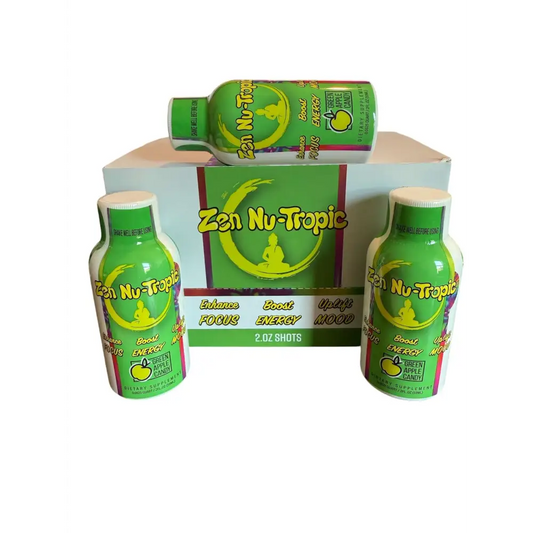 Zen Power Nu-Tropic 2oz Shot Green Apple Candy 12 Bottle of 2oz - Dietary Supplement