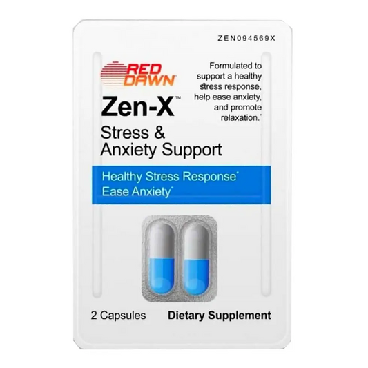 ZEN-X Stress & Anxiety Support 2 Count Capsule Blister Box 6 Pack 12 Capsule - Dietary Supplement